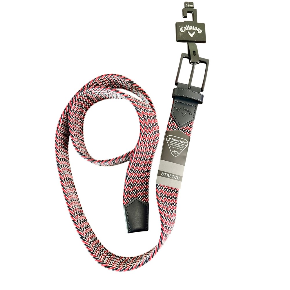 Callaway Swing Tech Performance Motion Stretch Golf Belt Red Navy Blue L 38-40